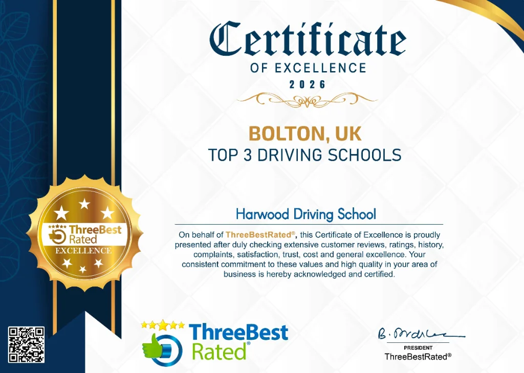 Harwood Driving School ThreeBestRated 2026 Certificate of Excellence